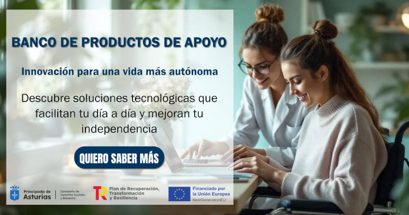 Cartel que anuncia el banco de productos de apoyo