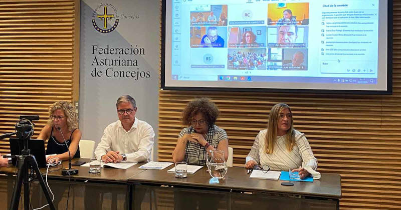 Mesa compuesta por la Consejera de Derechos Sociales y Bienestar, la presidenta del CERMI Asturias, el director gneral de Mayores y la coordinadora de la pubicación